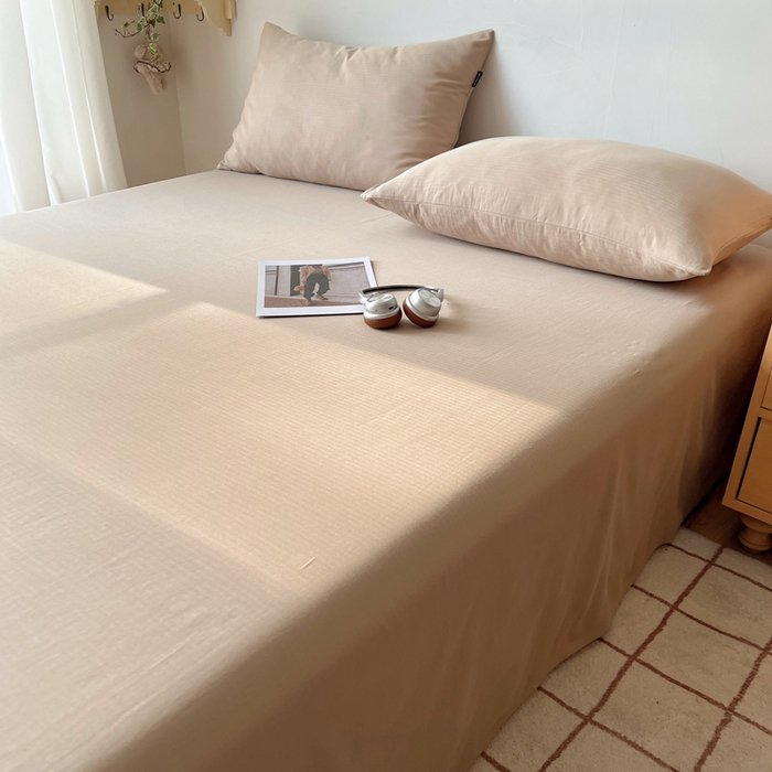 91家纺网 家纺一手货源 找家纺 蜜宿 2025新款A类全棉人字纹床单 床单：奶咖