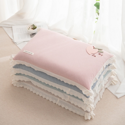 91家纺网 家纺一手货源 找家纺 （总）仁宇枕业 2025新款新品全棉水洗棉蕾丝边水蜜桃荞麦枕枕头枕芯