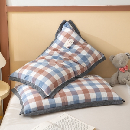 91家纺网 家纺一手货源 找家纺 织布人 2025新款荞麦枕全棉水洗棉全荞麦枕小清新无印风成人家用护颈硬枕 全棉舒心枕-彩格