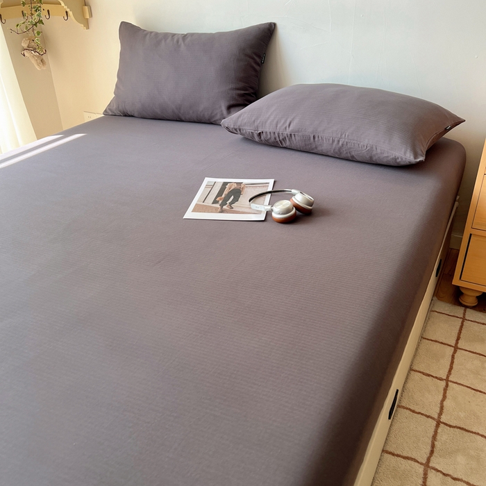 91家纺网 家纺一手货源 找家纺 蜜宿 2025新款A类全棉人字纹床笠（加高） 床笠：炭灰