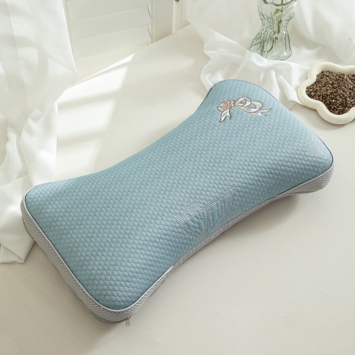 91家纺网 家纺一手货源 找家纺 织布人 2025新款荞麦枕夏季凉感豆豆枕茶叶枕夏凉荞麦枕学生成人家用硬枕 夏凉豆豆颈椎反弓款-反弓蝴蝶蓝茶香枕