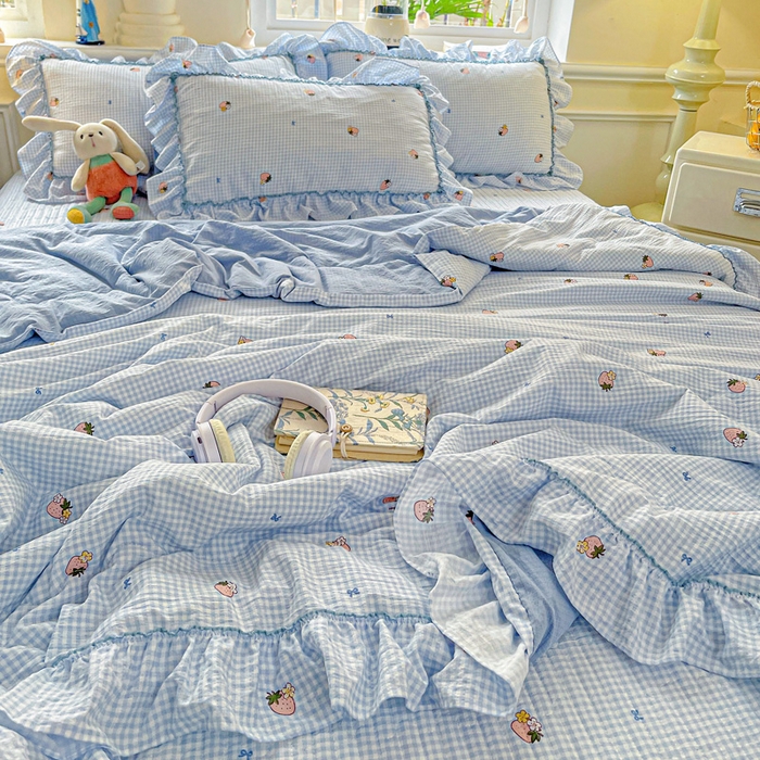 91家纺网 家纺一手货源 找家纺 （总）富米莱（原臻工厂） 2025新款云感亲肤棉床盖床裙夏凉被空调被四件套-仙美密拷花边