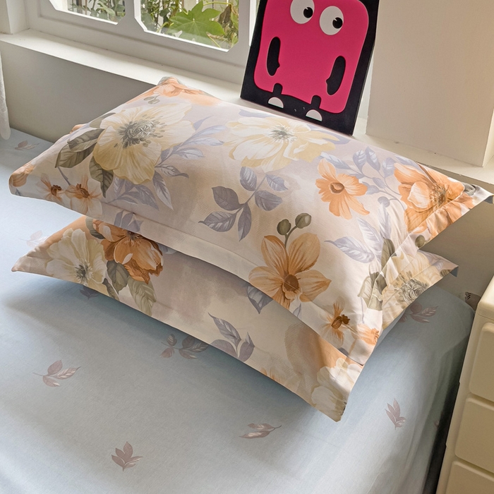 91家纺网 家纺一手货源 找家纺 依庭 2025新款全棉印花花卉款四件套单品系列-单枕套 湘梦