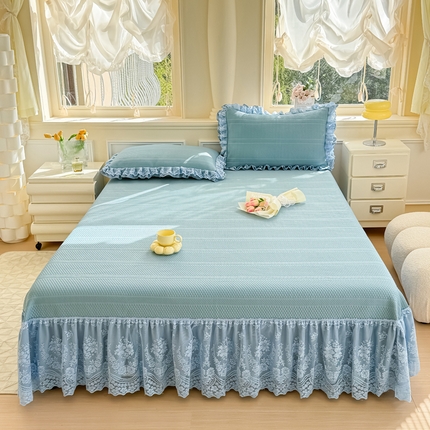 91家纺网 家纺一手货源 找家纺 （总）慧菲  2025新款PE高分子凉感席床裙凉席三件套 【6-7斤】