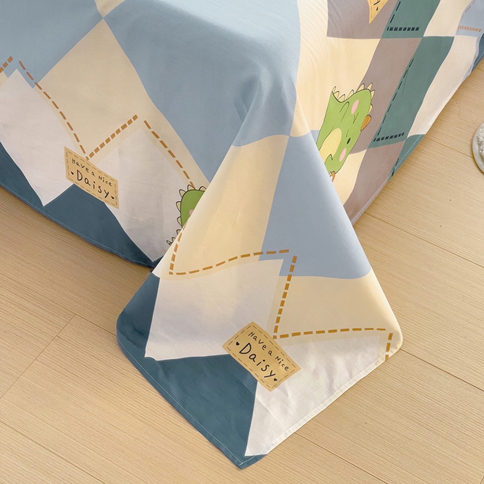 91家纺网 家纺一手货源 找家纺 依庭 2025新款全棉印花花卉款四件套单品系列-单床单 淘淘龙-A版