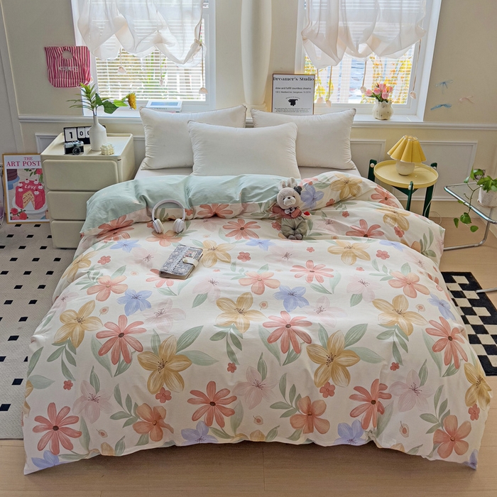 91家纺网 家纺一手货源 找家纺 依庭 2025新款全棉印花花卉款四件套单品系列-单被套 云裳花谷