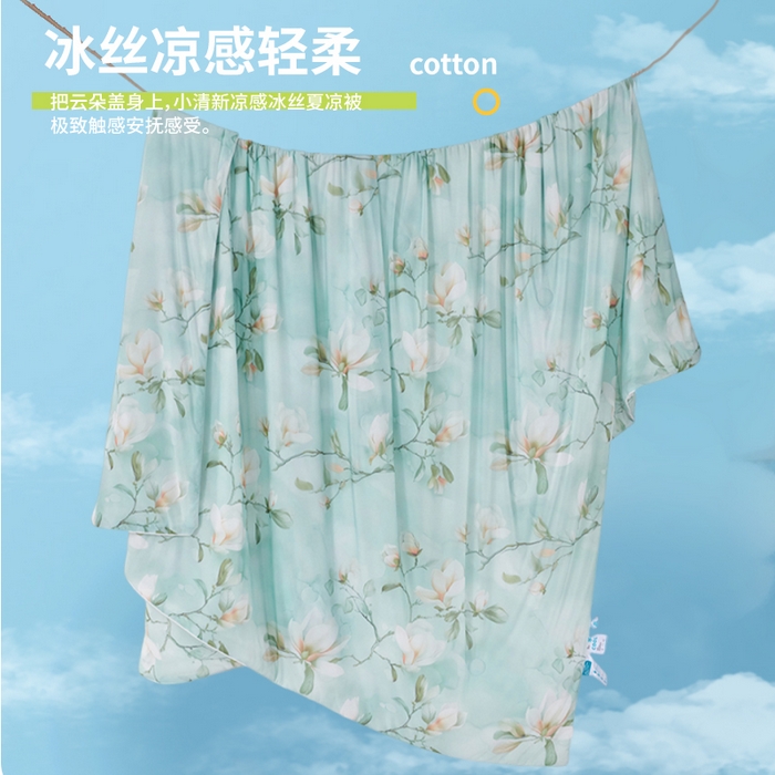 91家纺网 家纺一手货源 找家纺 好老表被业 2025新款亲肤舒适3D印花凉感丝夏被夏凉被空调被 朝花夕拾