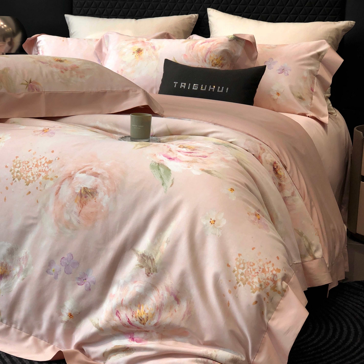 91家纺网 家纺一手货源 找家纺 2025年高支高密长绒棉专版活性数码印花系列四件套【券后控价——券后不低于378】 莉安娜-粉