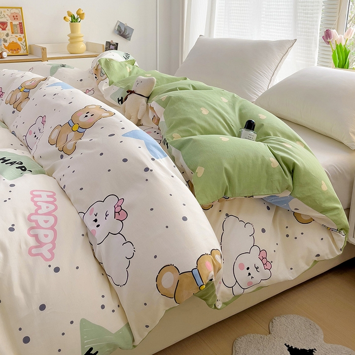 91家纺网 家纺一手货源 找家纺 依庭 2025新款全棉印花花卉款四件套单品系列-单被套 幸运星