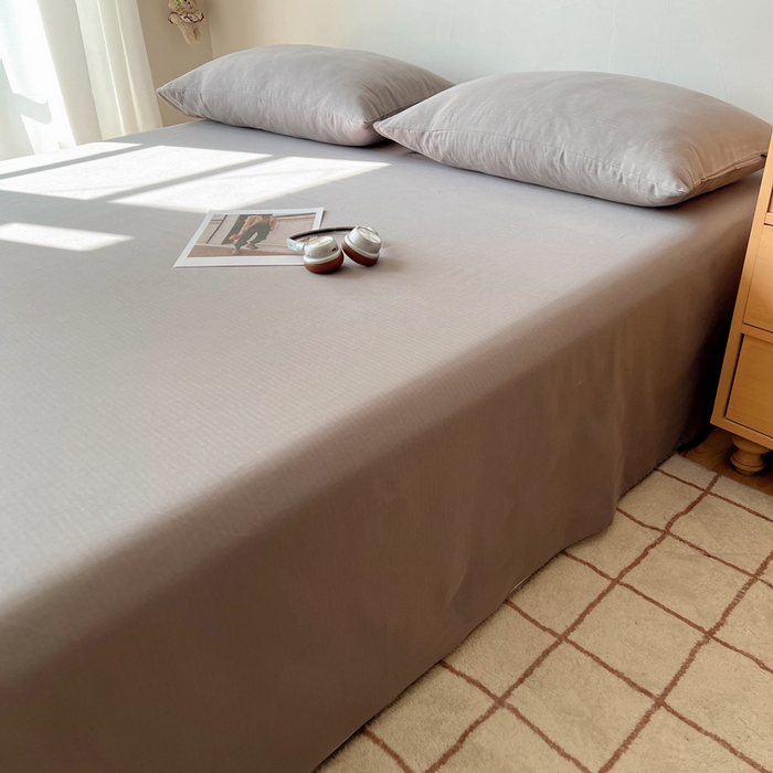 91家纺网 家纺一手货源 找家纺 蜜宿 2025新款A类全棉人字纹床单 床单：浅灰