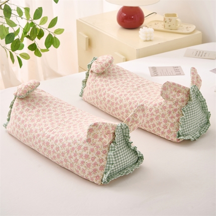 91家纺网 家纺一手货源 找家纺 （总）大熊枕芯 2025新款田园风全棉印花双层纱萌趣兔子三角荞麦护颈枕枕头枕芯