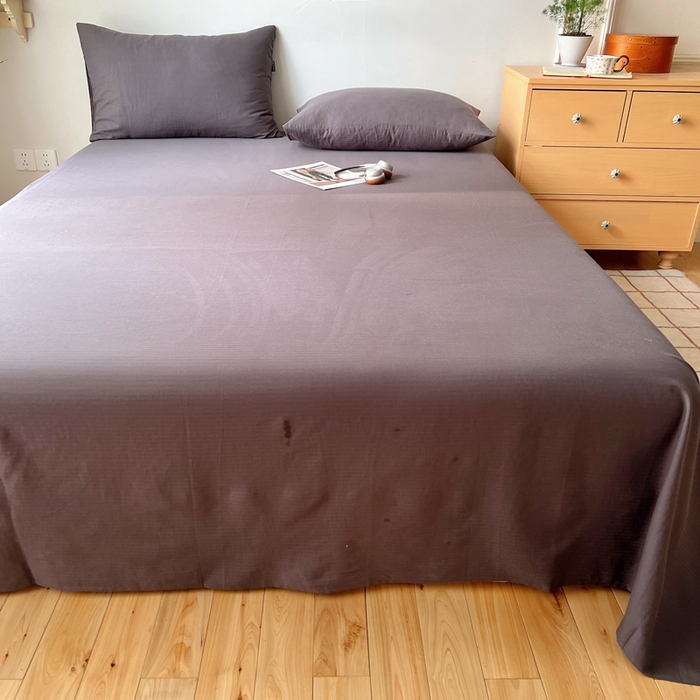 91家纺网 家纺一手货源 找家纺 蜜宿 2025新款A类全棉人字纹床单 床单：炭灰