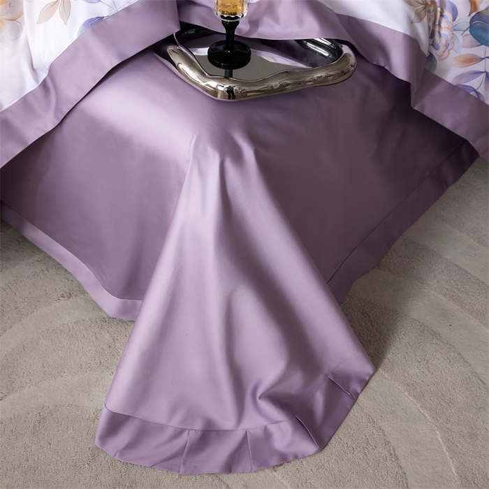 91家纺网 家纺一手货源 找家纺 宏羽纺家纺 2025年高支高密大版数码印花春夏新品 花家境-风铃紫