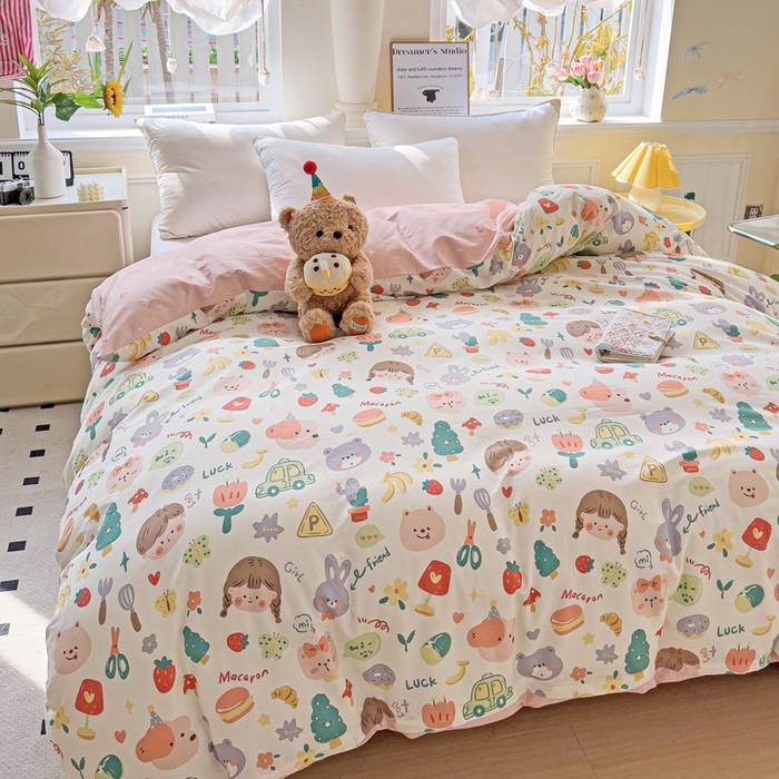 91家纺网 家纺一手货源 找家纺 依庭 2025新款全棉印花花卉款四件套单品系列-单被套 彩绘世界