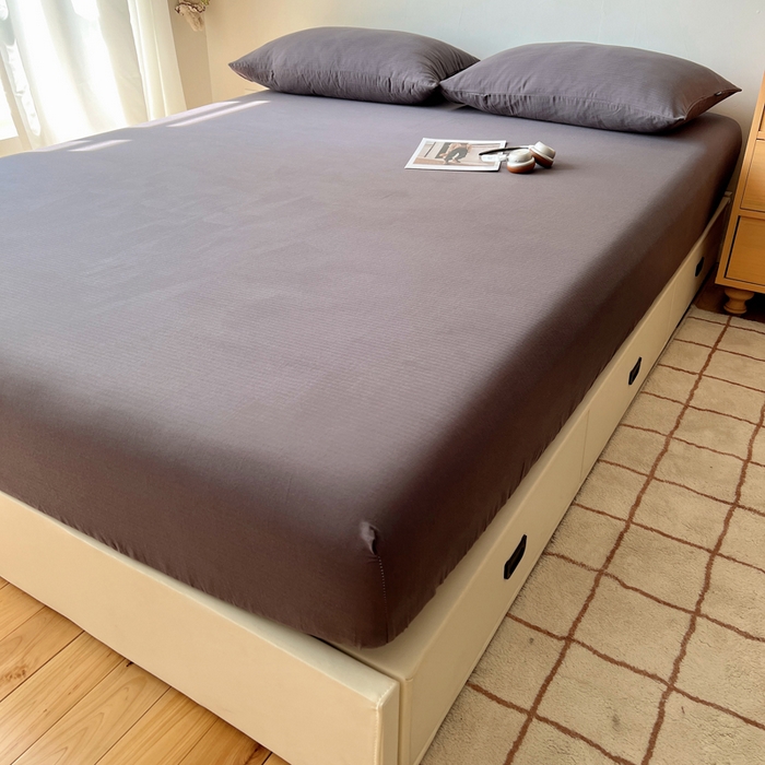 91家纺网 家纺一手货源 找家纺 蜜宿 2025新款A类全棉人字纹床笠（加高） 床笠：炭灰