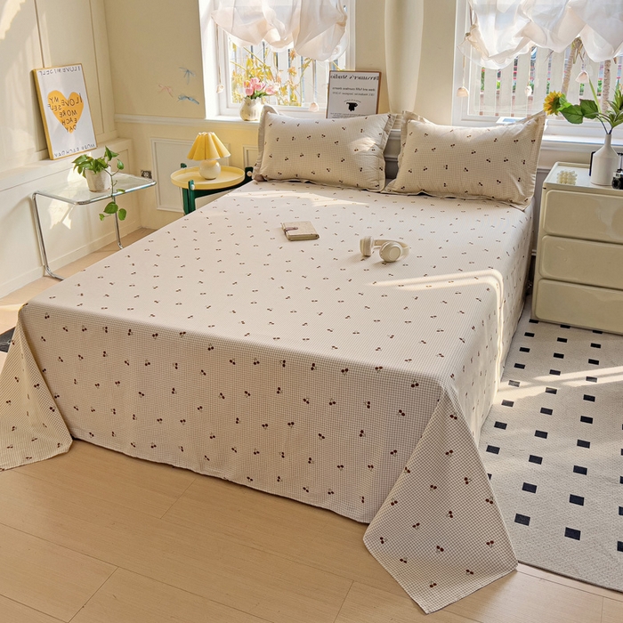 91家纺网 家纺一手货源 找家纺 依庭 2025新款全棉印花花卉款四件套单品系列-单床单 樱姿-A版