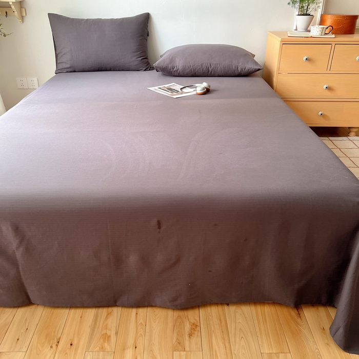 91家纺网 家纺一手货源 找家纺 蜜宿 2025新款A类全棉人字纹床单 床单：炭灰