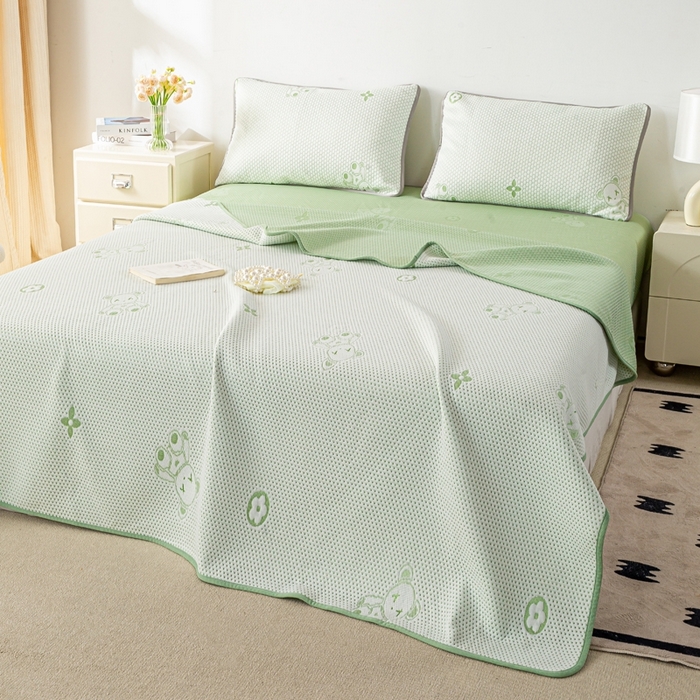 91家纺网 家纺一手货源 找家纺 （总）梦初语 2025新款A类华夫格冰豆豆夏被子针织提花凉感夏凉被单双人空调被可机水洗