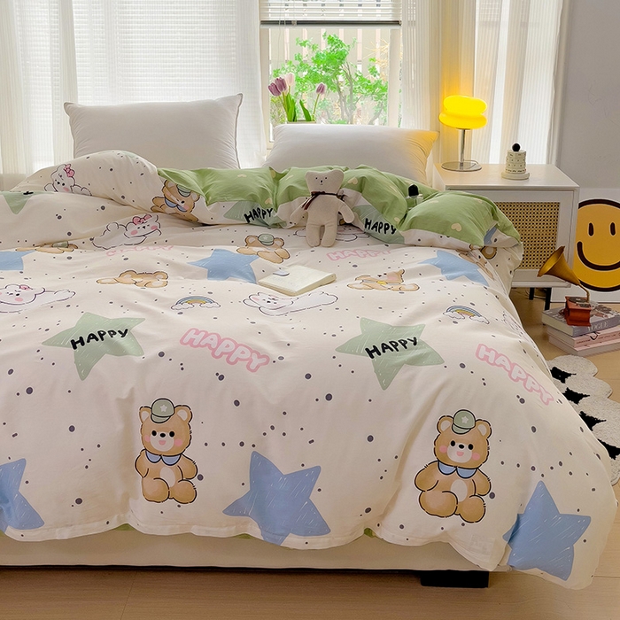 91家纺网 家纺一手货源 找家纺 依庭 2025新款全棉印花花卉款四件套单品系列-单被套 幸运星