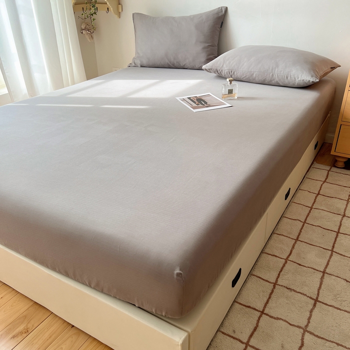 91家纺网 家纺一手货源 找家纺 蜜宿 2025新款A类全棉人字纹床笠（加高） 床笠：浅灰