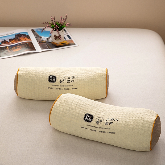 91家纺网 家纺一手货源 找家纺 枕之坊 2025新款针织圆柱颈椎枕 圆柱米色12*40*15cm/只