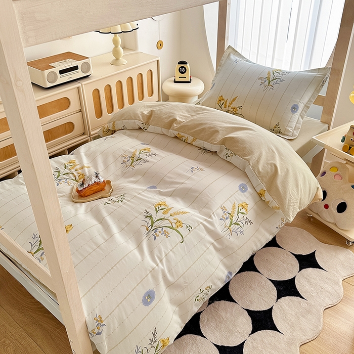 91家纺网 家纺一手货源 找家纺 卡普 2025新款爆款加厚卡通小清新全棉纯棉学生宿舍三件套床笠隔天可拿穗满满