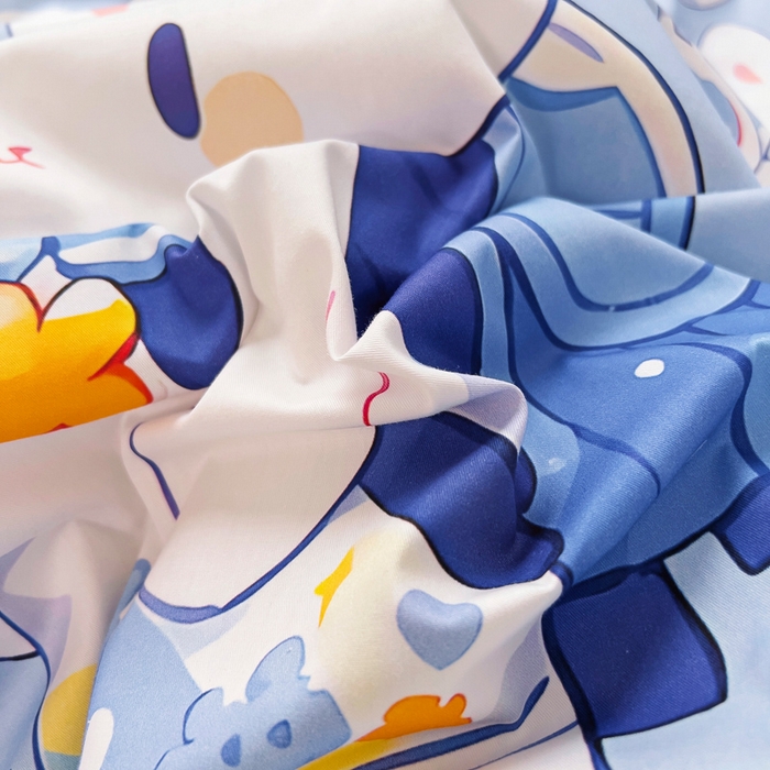 91家纺网 家纺一手货源 找家纺 梵赫 2025新款卡通全棉A类夹棉两用幼儿园儿童夏被被套 背包兔-蓝