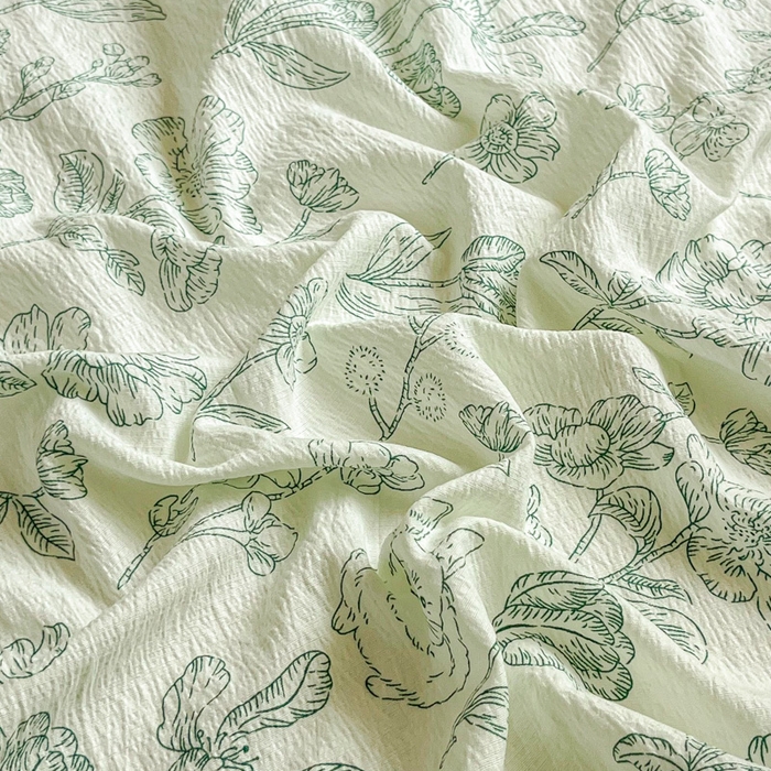 91家纺网 家纺一手货源 找家纺 优米家纺 2025新款ins小清新双层纱印花床单 锦绣花园