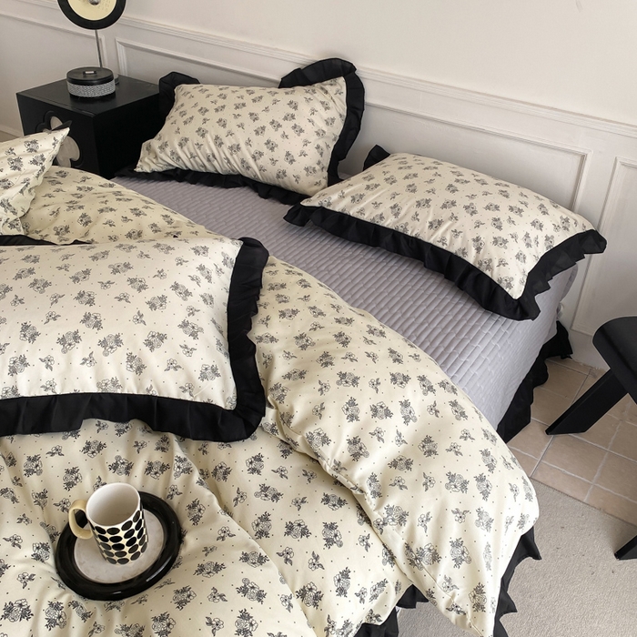 91家纺网 家纺一手货源 找家纺 （总）乐沐家纺 2025新款法式花边夹棉床盖四件套