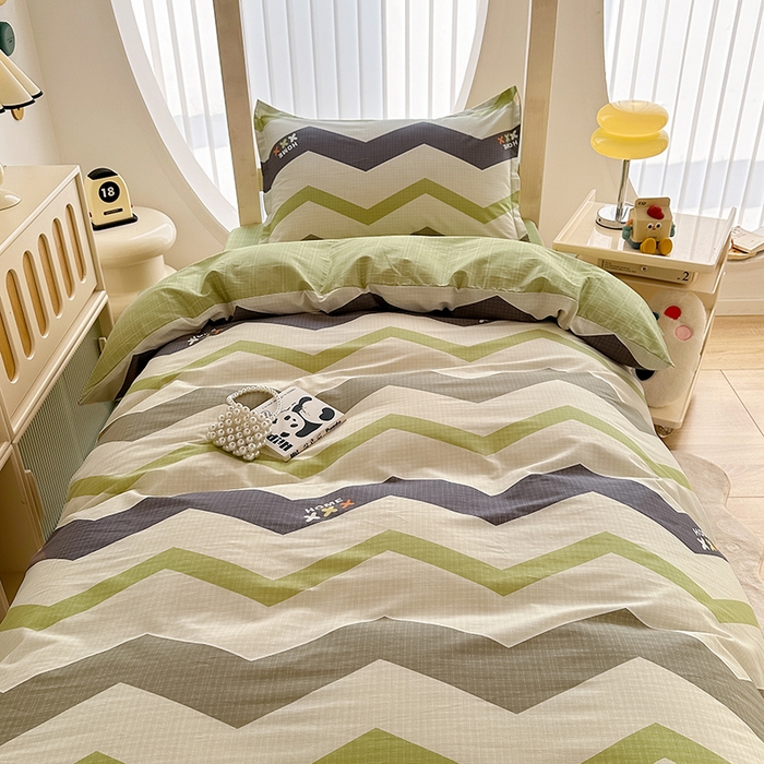 91家纺网 家纺一手货源 找家纺 卡普二店 2024新款爆款加厚卡通小清新全棉纯棉学生宿舍三件套床笠隔天可拿 欧利