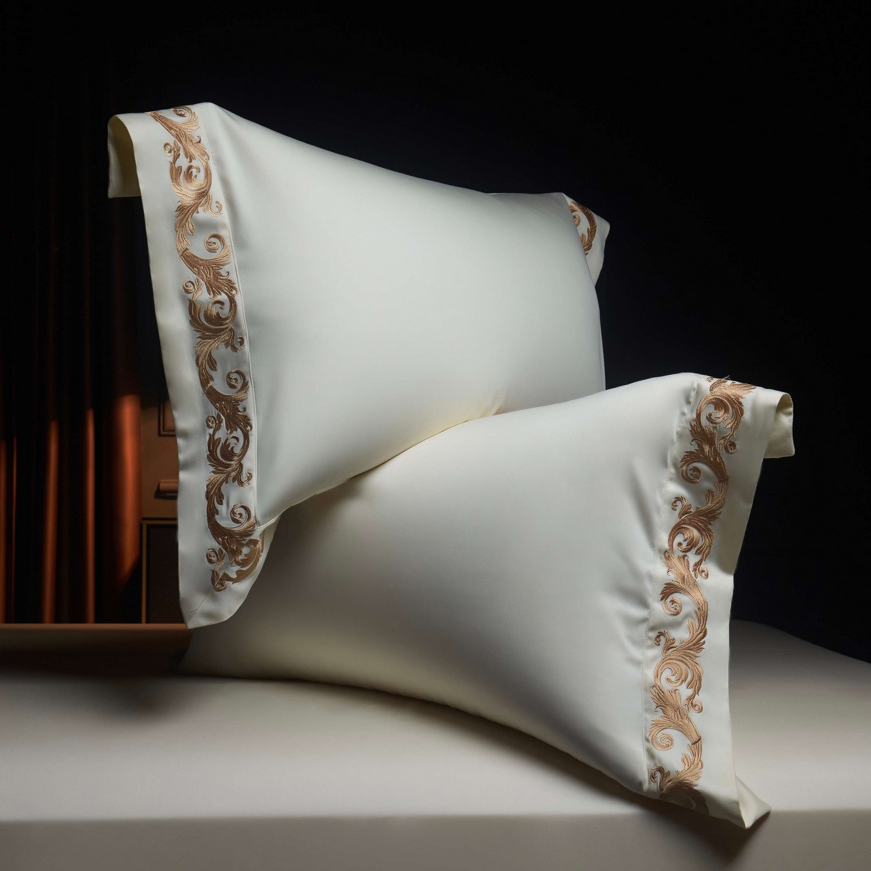 91家纺网 家纺一手货源 找家纺 缔缦 2025新款高端定织面料S140长绒棉精梳棉重磅刺绣四件套罗莎系列 贵族白