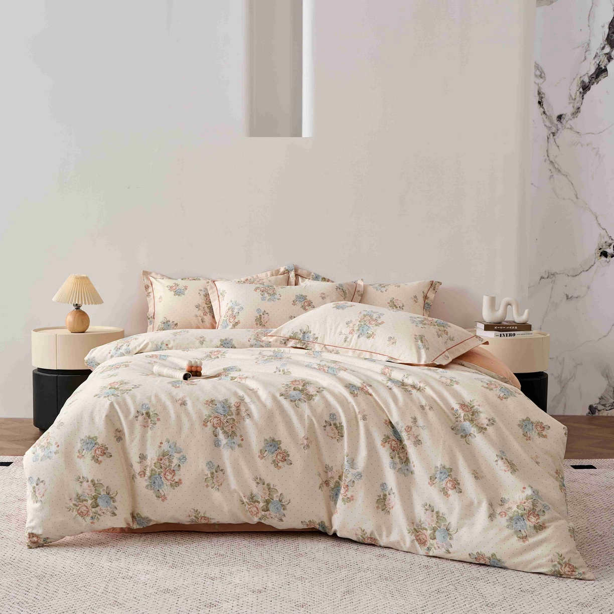 91家纺网 家纺一手货源 找家纺 丽卡家纺 2025新款100s高密新疆长绒棉纯棉四件套 花舞轻盈