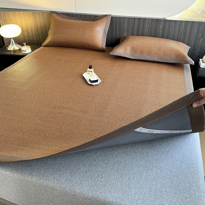 91家纺网 家纺一手货源 找家纺 阿牛席业 2025新款舒爽藤席系列-E-PE藤席 PE霸王藤-咖色