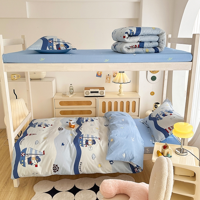 91家纺网 家纺一手货源 找家纺 卡普 2025新款爆款加厚卡通小清新全棉纯棉学生宿舍三件套床笠隔天可拿星夜号