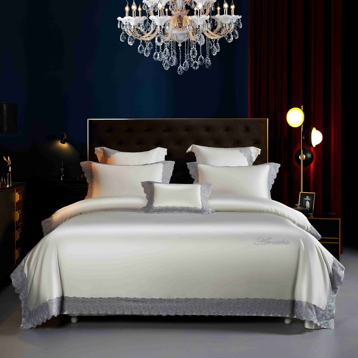 91家纺网 家纺一手货源 找家纺 缔缦 2025新款高端居家轻奢系列AB版真丝棉长绒棉四件套 繁星话语 奶白