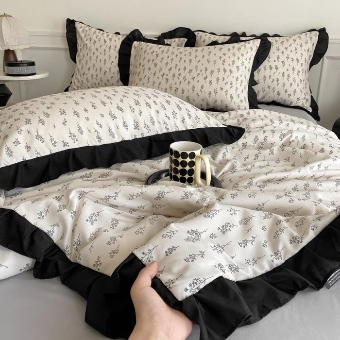 91家纺网 家纺一手货源 找家纺 乐沐家纺 2025新款法式花边夏被四件套 夏被-简韵