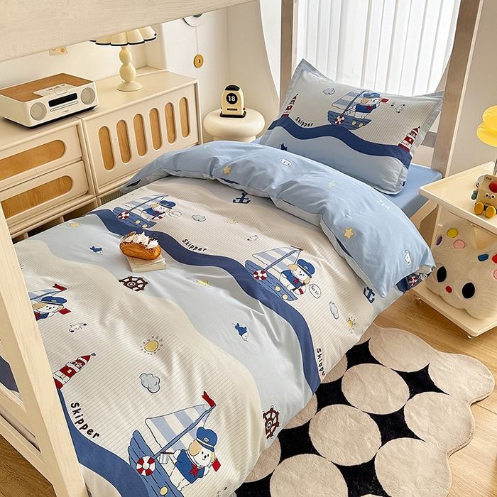 91家纺网 家纺一手货源 找家纺 卡普 2025新款爆款加厚卡通小清新全棉纯棉学生宿舍三件套床笠隔天可拿星夜号