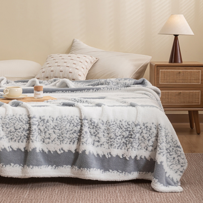 91家纺网 家纺一手货源 找家纺 潮邦 2025新款阳离子柔云毯毛毯-素影雅韵系列【可供跨境电商可压缩】 韵灰