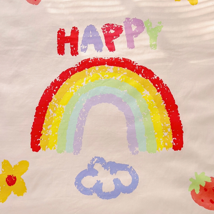 91家纺网 家纺一手货源 找家纺 梵赫 2025新款卡通全棉A类夹棉两用幼儿园儿童夏被被套 彩虹