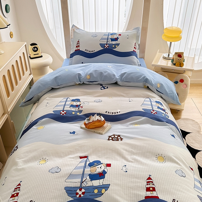 91家纺网 家纺一手货源 找家纺 卡普 2025新款爆款加厚卡通小清新全棉纯棉学生宿舍三件套床笠隔天可拿星夜号