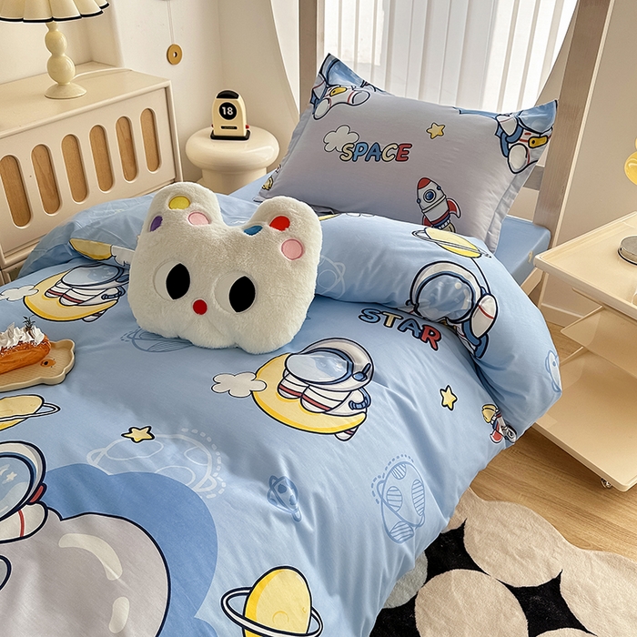 91家纺网 家纺一手货源 找家纺 卡普 2025新款爆款加厚卡通小清新全棉纯棉学生宿舍三件套床笠隔天可拿探索星球
