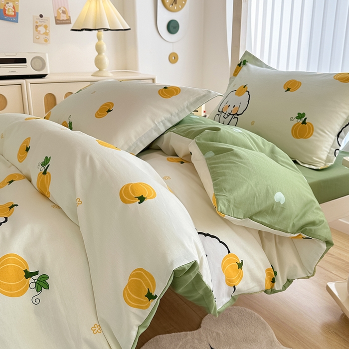 91家纺网 家纺一手货源 找家纺 卡普二店 2024新款爆款加厚卡通小清新全棉纯棉学生宿舍三件套床笠隔天可拿 南语小象