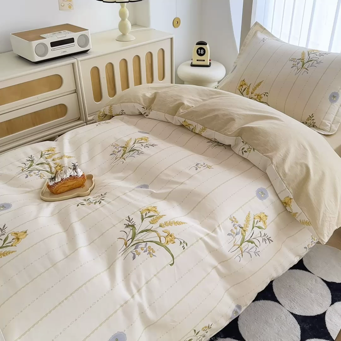 91家纺网 家纺一手货源 找家纺 卡普 2025新款爆款加厚卡通小清新全棉纯棉学生宿舍三件套床笠隔天可拿穗满满