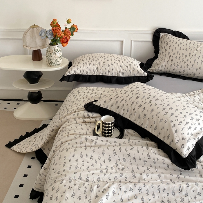 91家纺网 家纺一手货源 找家纺 乐沐家纺 2025新款法式花边夏被四件套 夏被-简韵