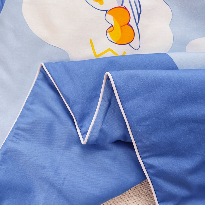 91家纺网 家纺一手货源 找家纺 梵赫 2025新款卡通全棉A类夹棉两用幼儿园儿童夏被被套 背包兔-蓝