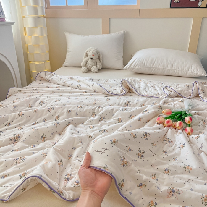 91家纺网 家纺一手货源 找家纺 龙图家纺 2025新款A类母婴针织棉夏被印花卡通凉感丝夏凉被空调被 莫妮卡