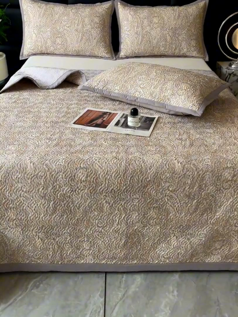 91家纺网 家纺一手货源 找家纺 大渔生活 2025新款磨毛夹棉床盖 流金岁月