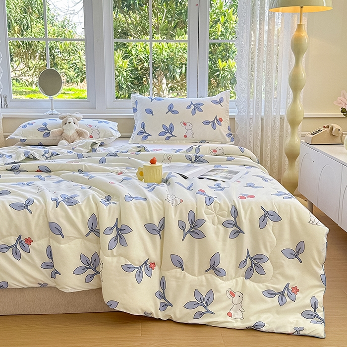 91家纺网 家纺一手货源 找家纺 友承家纺 2025新款A类母婴级大豆夏被夏凉被空调被 花园小兔