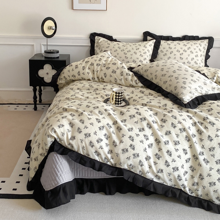 91家纺网 家纺一手货源 找家纺 （总）乐沐家纺 2025新款法式花边夹棉床盖四件套