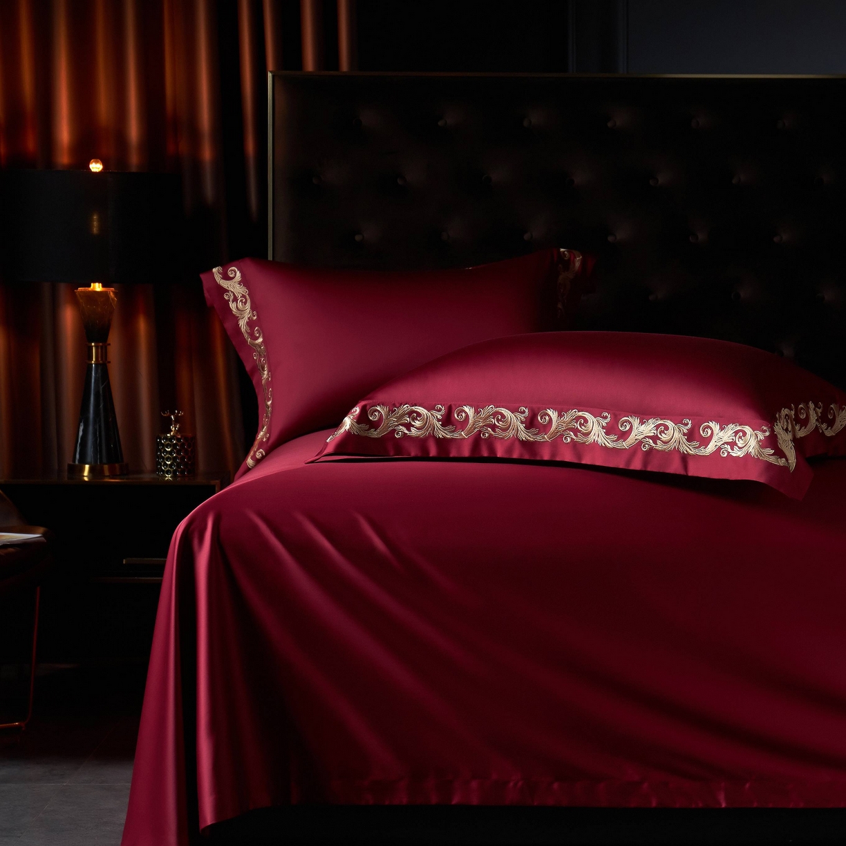 91家纺网 家纺一手货源 找家纺 （总）缔缦 2025新款高端定织面料S140长绒棉精梳棉重磅刺绣四件套罗莎系列